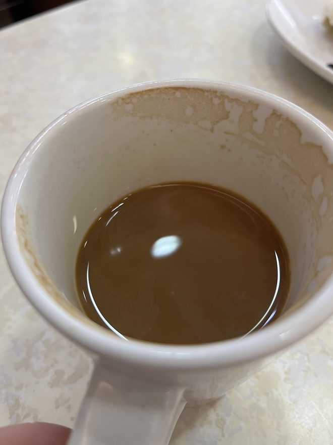 Overhead shot of a mug of tea on the table